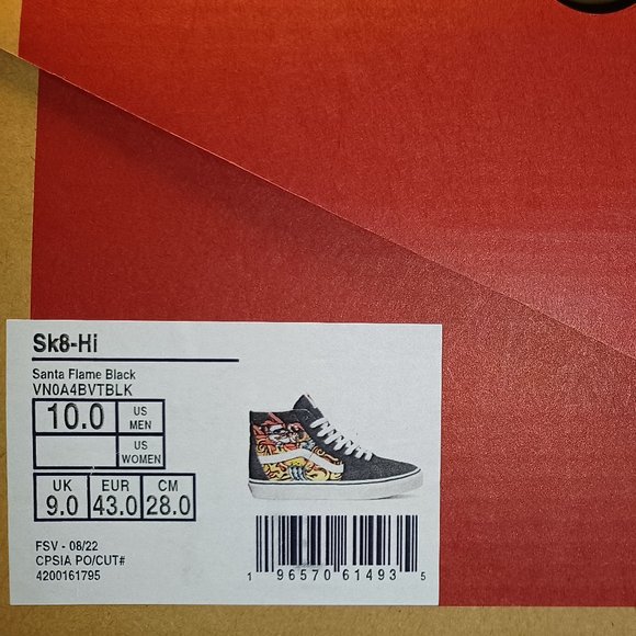 Vans Sk8-Hi Santa Flame Suede Canvas Black  Men\'s 10 -VN0A5HZZA5P main image 7